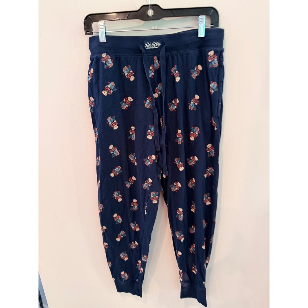 Polo Ralph Lauren Mens Navy Blue Polo Bear Sleepwear Pajama Jogger Pants Medium